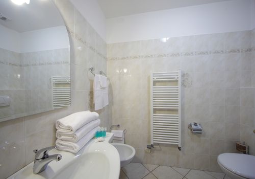 Bilocale mansardato con bagno privato, con asciugamani e accessori da toilette 